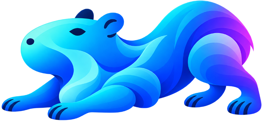 Flowmore's relaxed capybara mascot representing less administrative work for real estate teams
