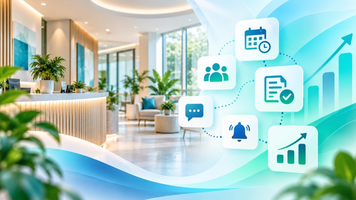 Healthcare and wellness automation solutions featuring appointment scheduling, patient intake, digital records and workflow analytics